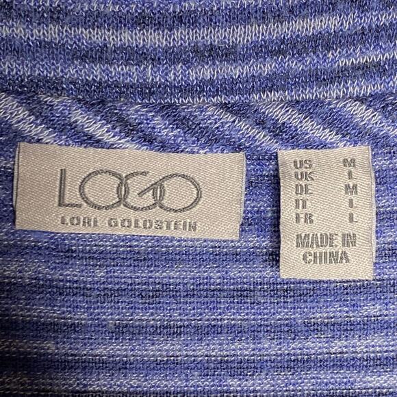 Logo by Lori Goldstein Womens Size Medium Blue Space Dye Button Front Cardigan - Picture 7 of 10